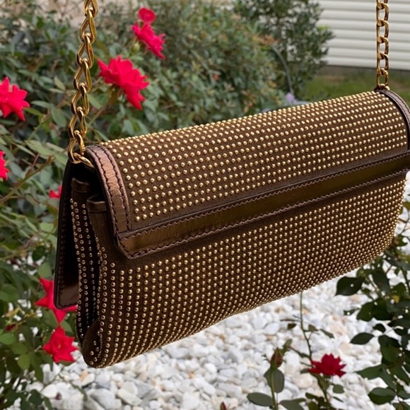 Burberry Brown Studded Crossbody Bag with Gold Hardware - Picture 2 of 10